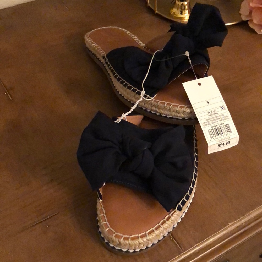 Slip on sandals in black cloth
